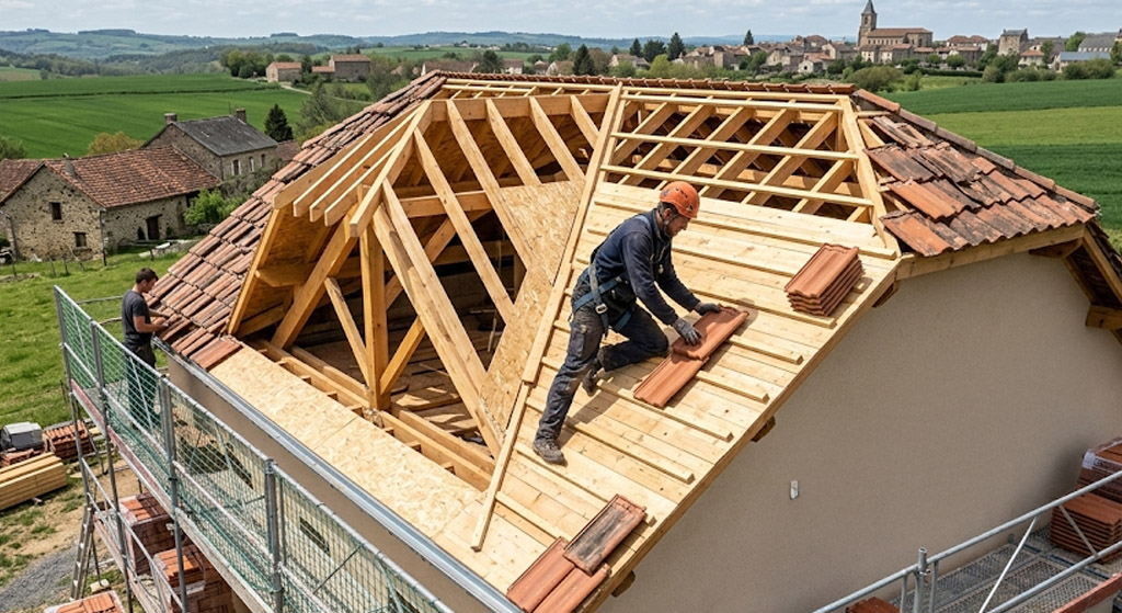 Toit tuiles neuves